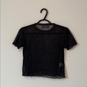Brandy Melville frilly sheer tee
